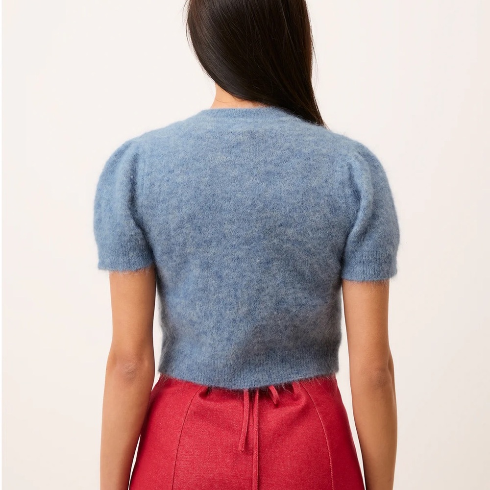 Rouje Abelina Soft Blue Button-Up Cardigan - Picture 2 of 7